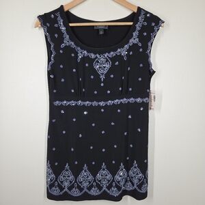 NWT Vtg Y2K Dressbarn Beaded Sequin Sparkle Fairy Babydoll Top M Whimsigoth